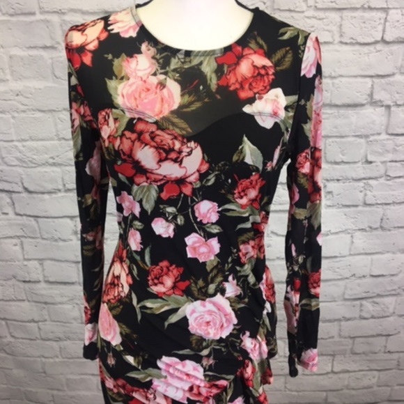 Juniors' Rose-Print Mesh Ruffle Dress - Picture 4 of 8